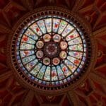 The stained glass dome at the Hockey Hall of Fame in Toronto.