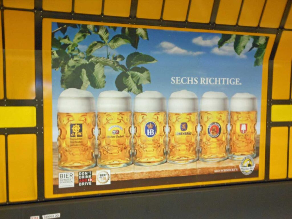 A poster advertising Munich's six historic breweries in the Bavarian capital.