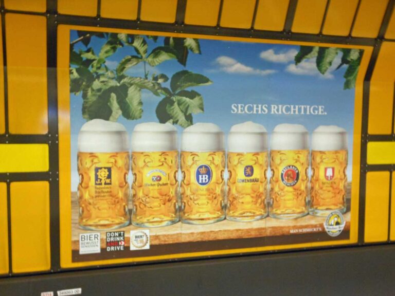 A poster advertising Munich's six historic breweries in the Bavarian capital.