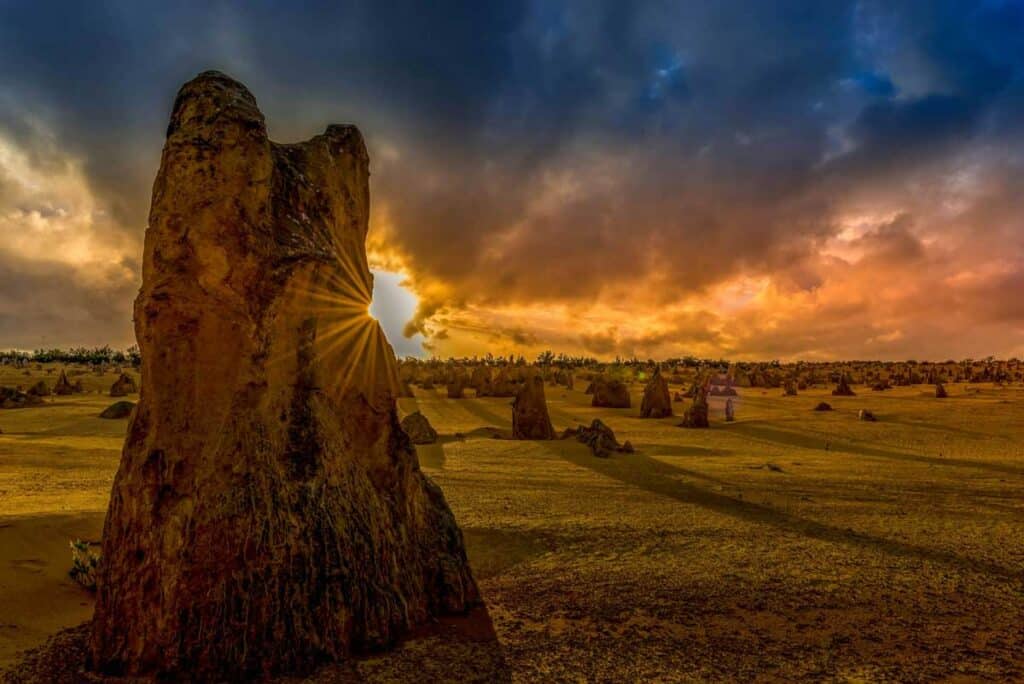 Western Australia's Pinnacles at sunset.