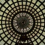 The Tiffany glass dome inside the Chicago Cultural Center's Preston Bradley Hall.