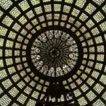 The Tiffany glass dome inside the Chicago Cultural Center's Preston Bradley Hall.