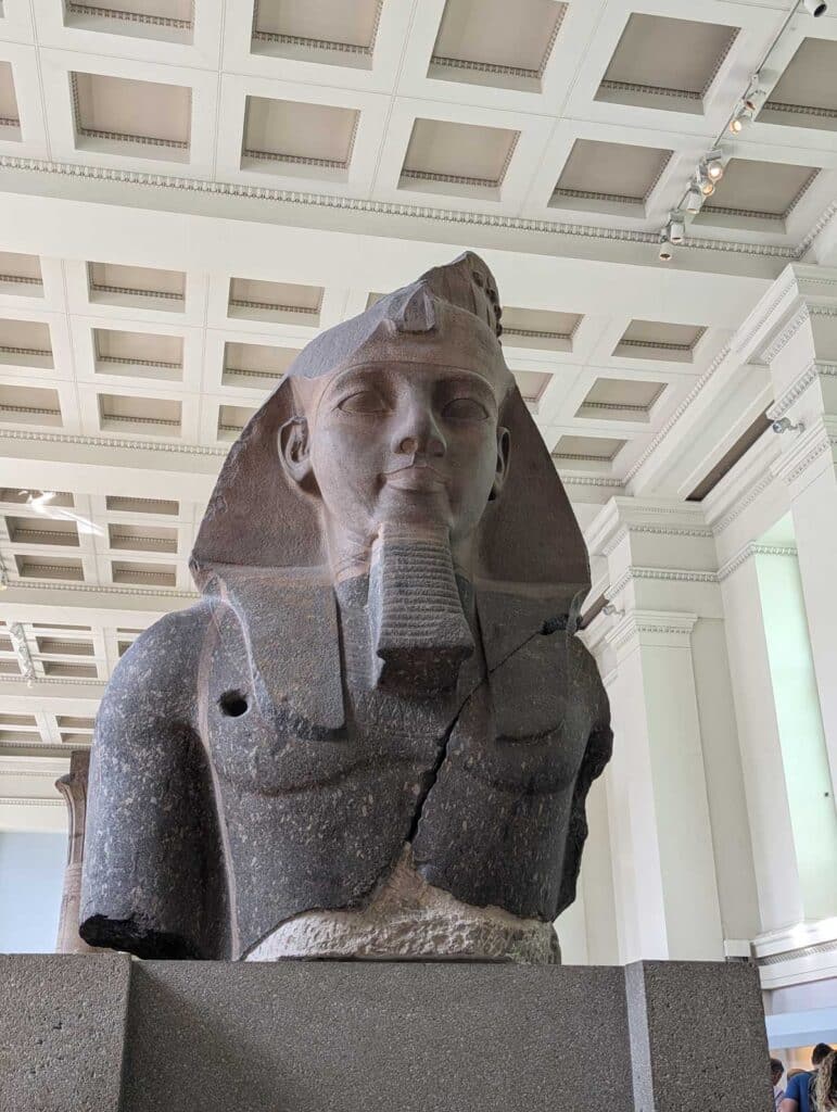 The colossal bust of Ramesses II in the British Museum, London.
