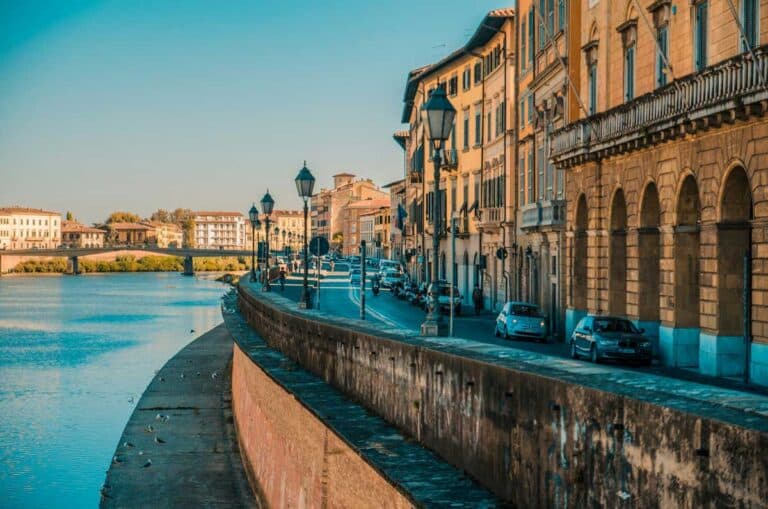 The River Arno in Pisa, Italy.