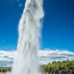 The Strokkur geyser in the Haukadalur Valley, Iceland.
