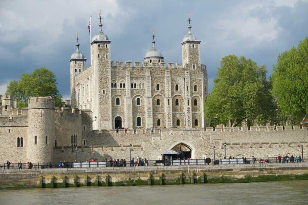 The Tower of London from the River Thames.