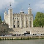 The Tower of London from the River Thames.
