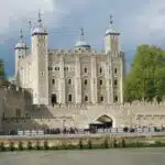 The Tower of London from the River Thames.