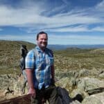 Writer David Whitley on top of Mt Kosciuszko, New South Wales.