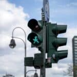 The Amplemann on a traffic light in Berlin, Germany.