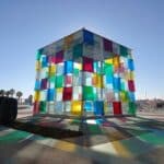 The entrance to the Centre Pompidou in Málaga, Spain.