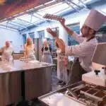 A chocolate-making demonstration at Choco-Story Bruges.