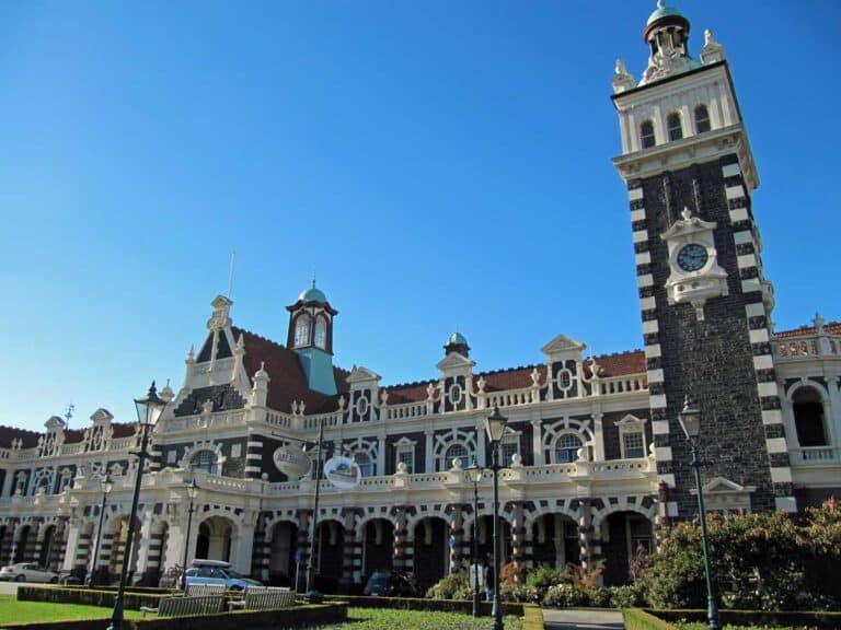 Dunedin Railway Station in Dunedin, New Zealand.