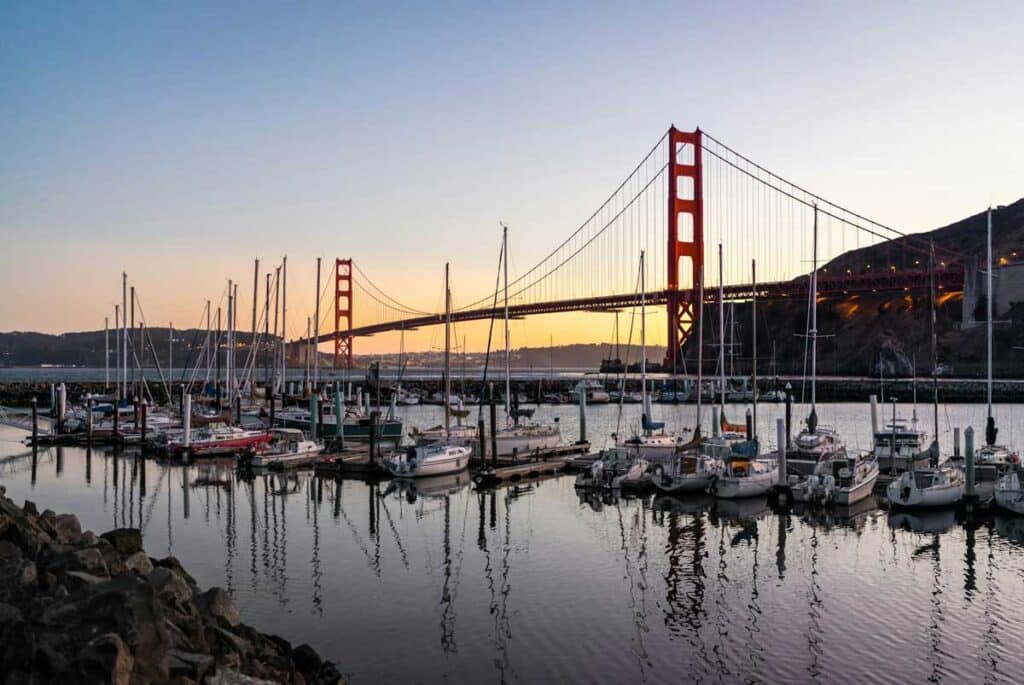 The Golden Gate Bridge from Sausalito, California.
