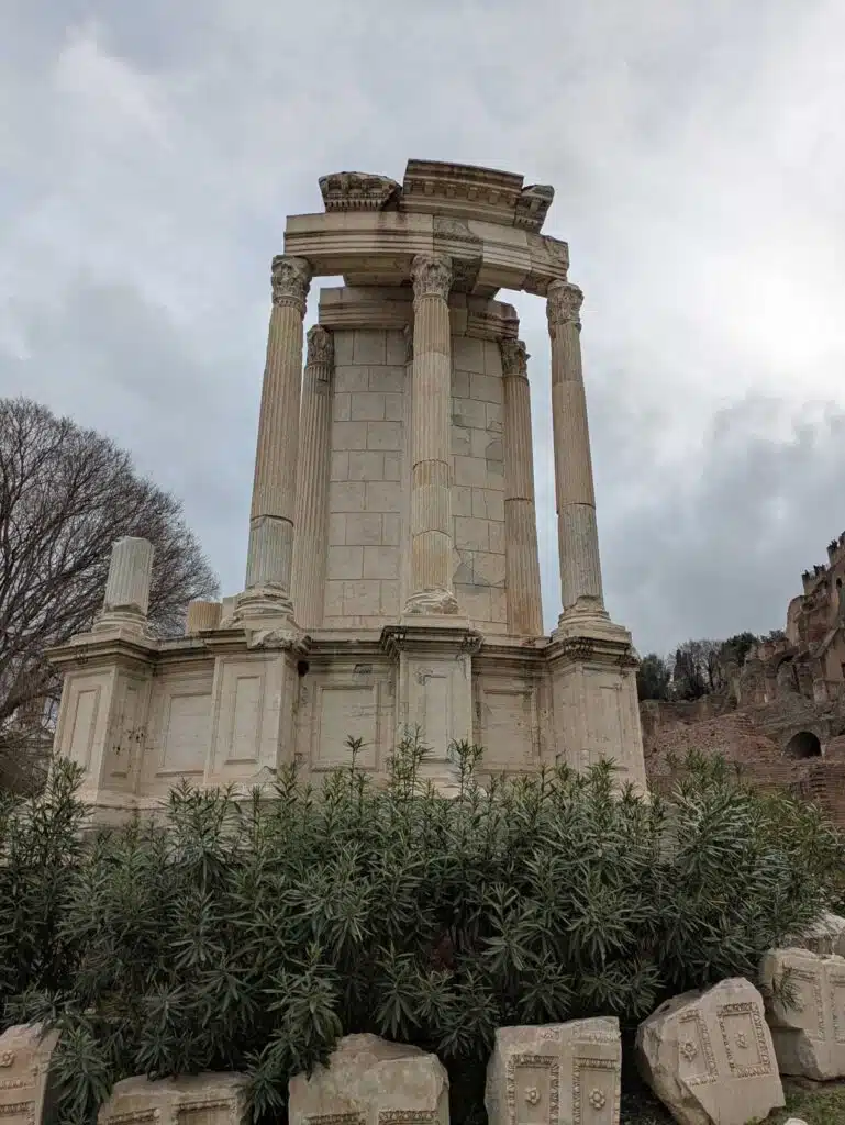The Temple of Vesta in the Roman Forum, Rome.