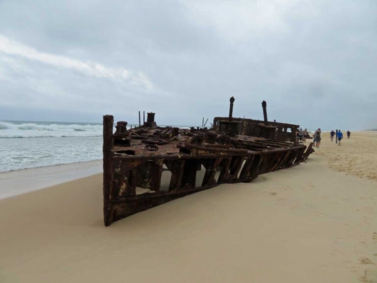 The Maheno shipwreck on 75 Mile Beach, K'gari, Queensland.