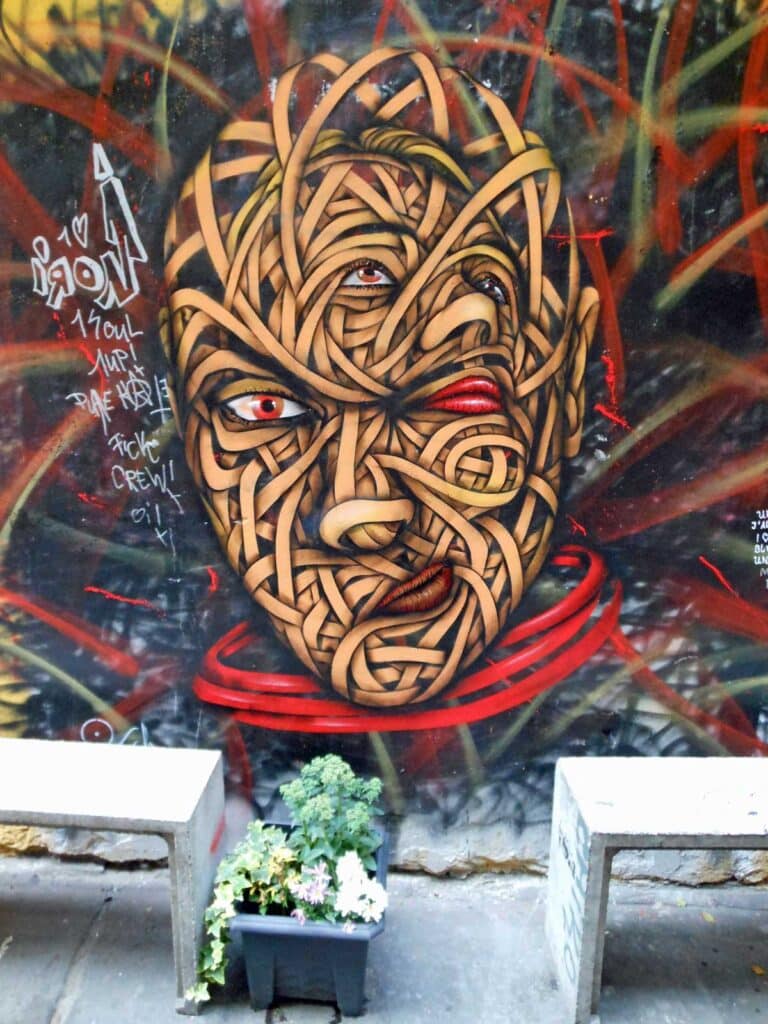 One of the many street art murals in Berlin.