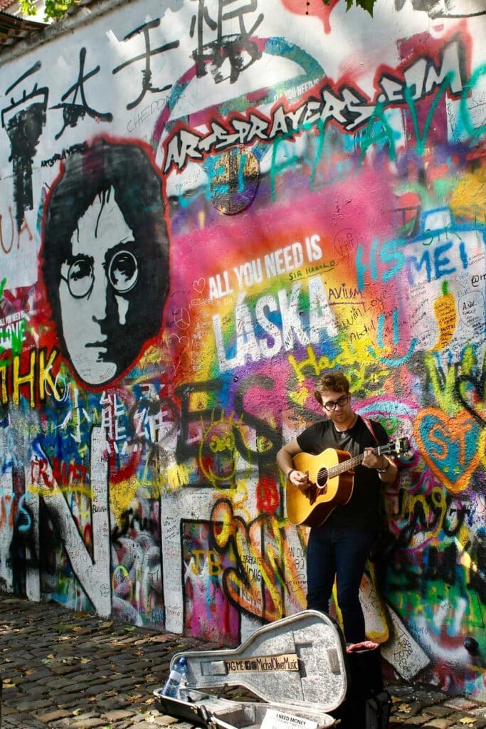 The Lennon Wall in Prague, Czechia.