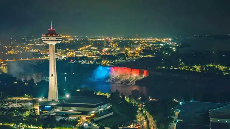 The Skylon Tower, looking out over Niagara Falls.