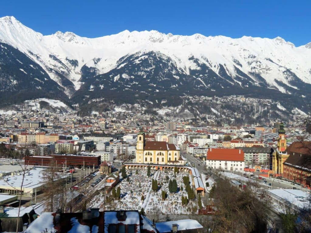 Innsbruck from the top of the Bergisel ski jump.