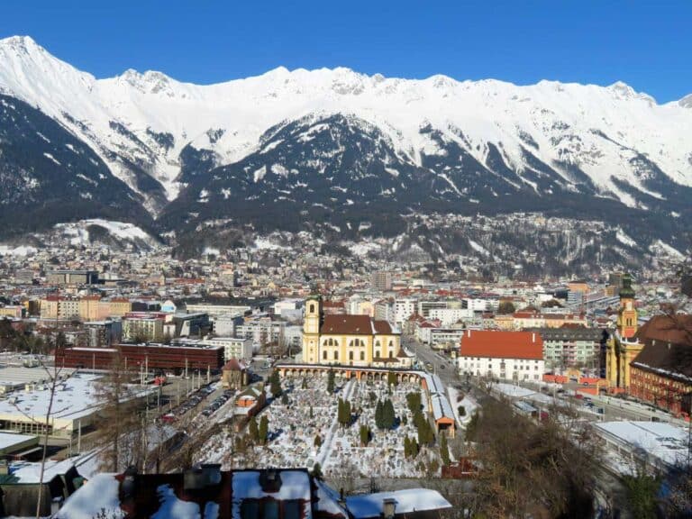 Innsbruck from the top of the Bergisel ski jump.