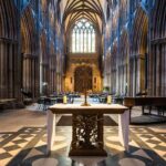 The Nave of Lichfield Cathedral in Lichfield, the West Midlands.
