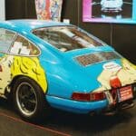 Unusual car paint job at Autoworld Brussels.