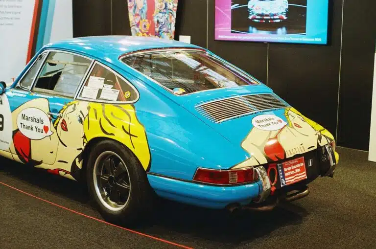 Unusual car paint job at Autoworld Brussels.