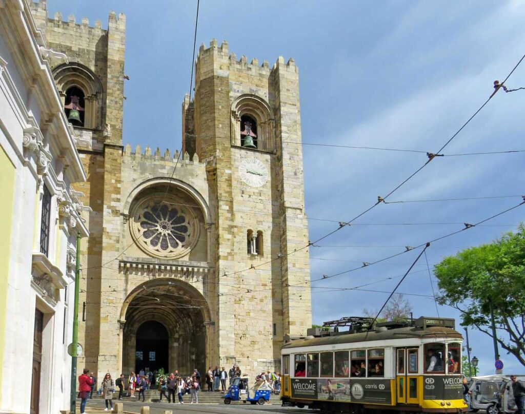The twin towers of Lisbon Cathedral, Portugal.