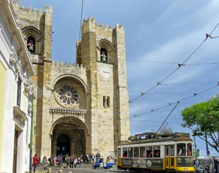 The twin towers of Lisbon Cathedral, Portugal.