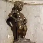 The famously disappointing Mannekin Pis in Brussels, Belgium.