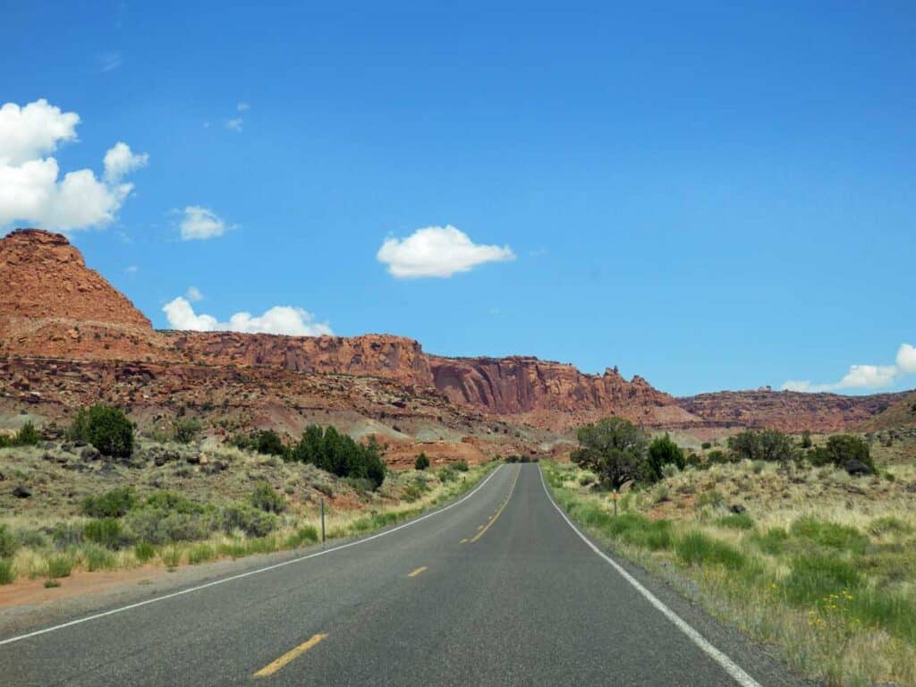 The view from the driver's seat on Utah Highway 12.