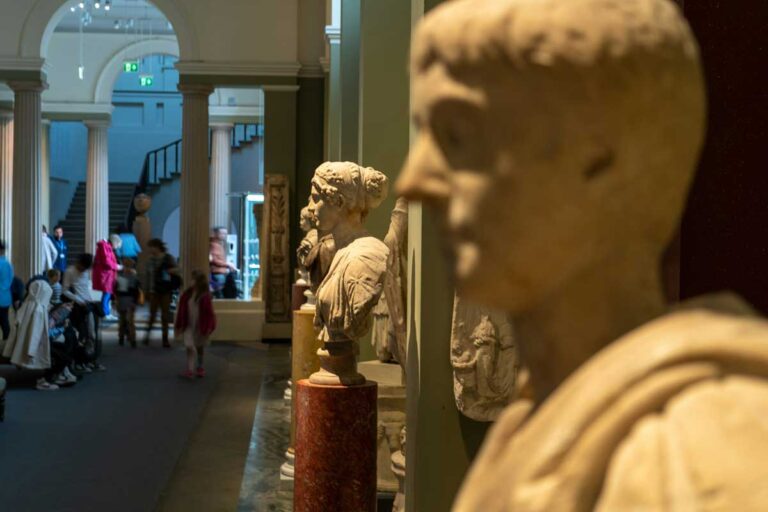 Statues inside the Ashmolean Museum, Oxford.