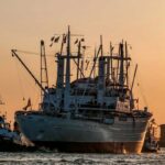 The Cap San Diego museum ship on Hamburg Harbour, Germany.