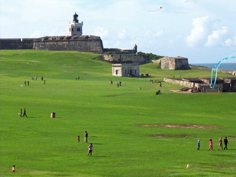 The vast lawn approach the the Castillo San Felipe del Morro in San Juan, Puerto Rico.