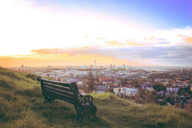 The view from Mount Eden in Auckland, New Zealand.
