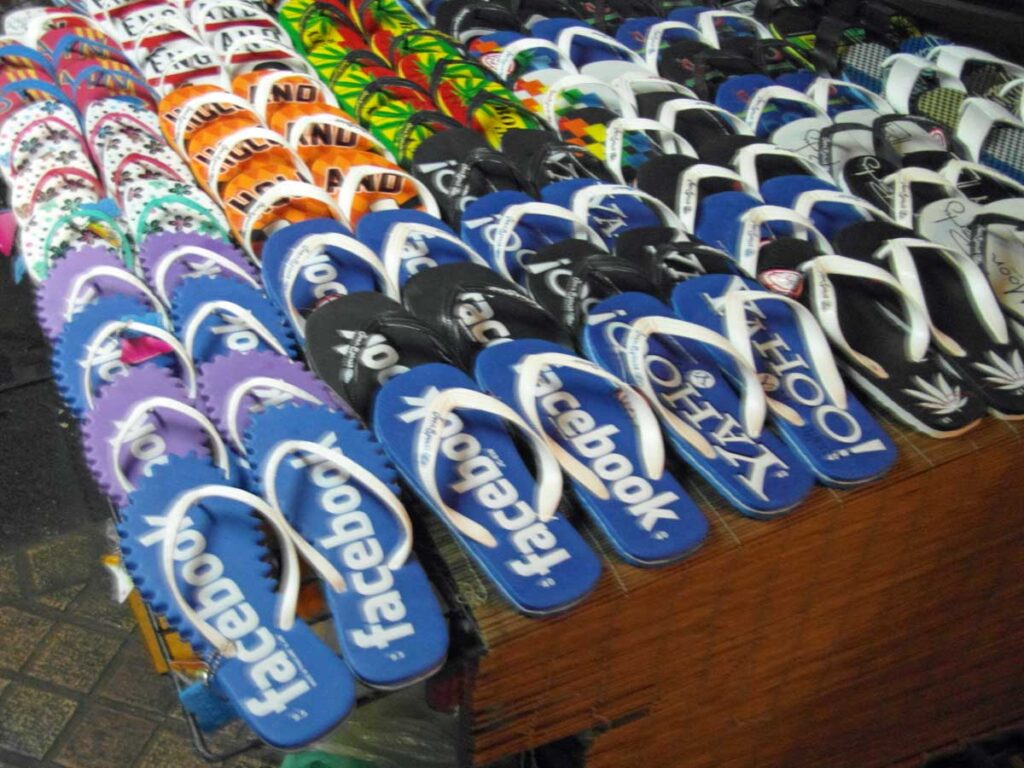 Dodgy flip-flops at the Patpong Night Market.