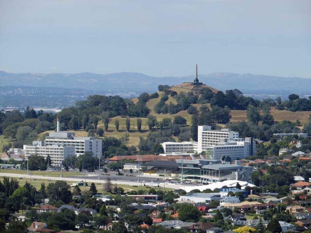 View of the obelisk on top of One Tree Hill, Auckland.
