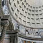 The coffered dome of the Pantheon in Rome, Italy.