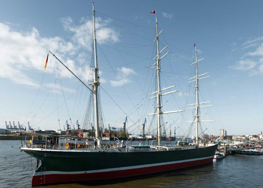 The Rickmer Rickmers museum ship in Hamburg, Germany.