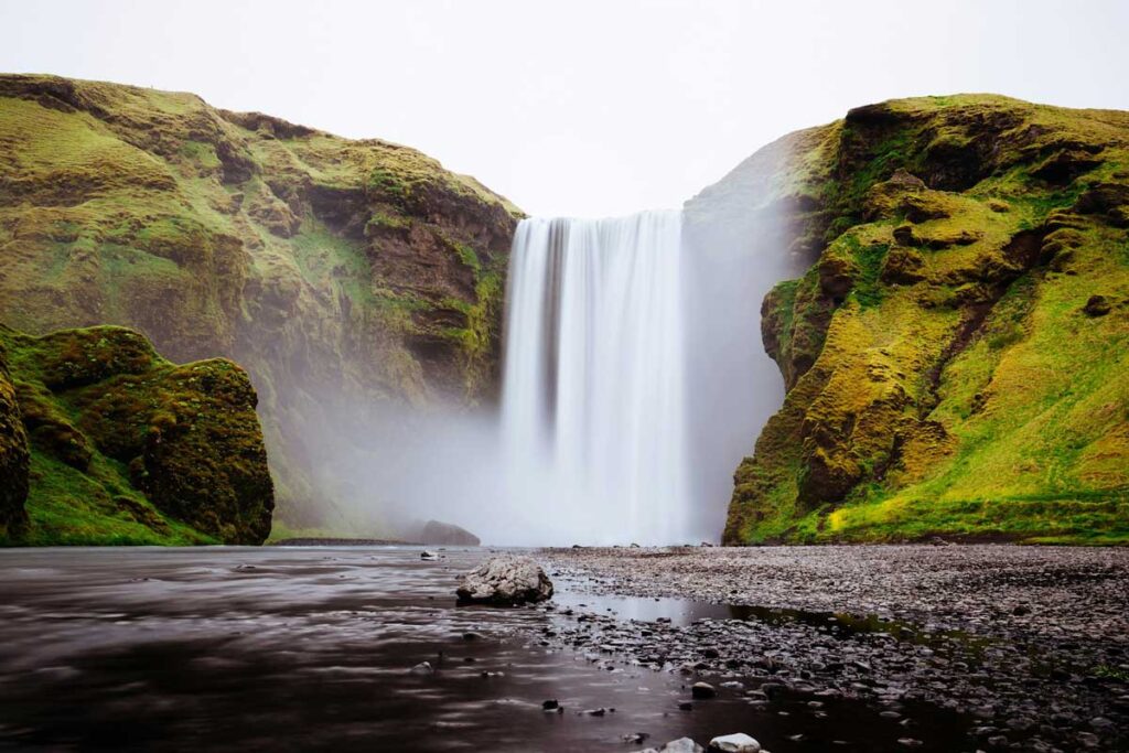The Skógafoss waterfall in southern Iceland.