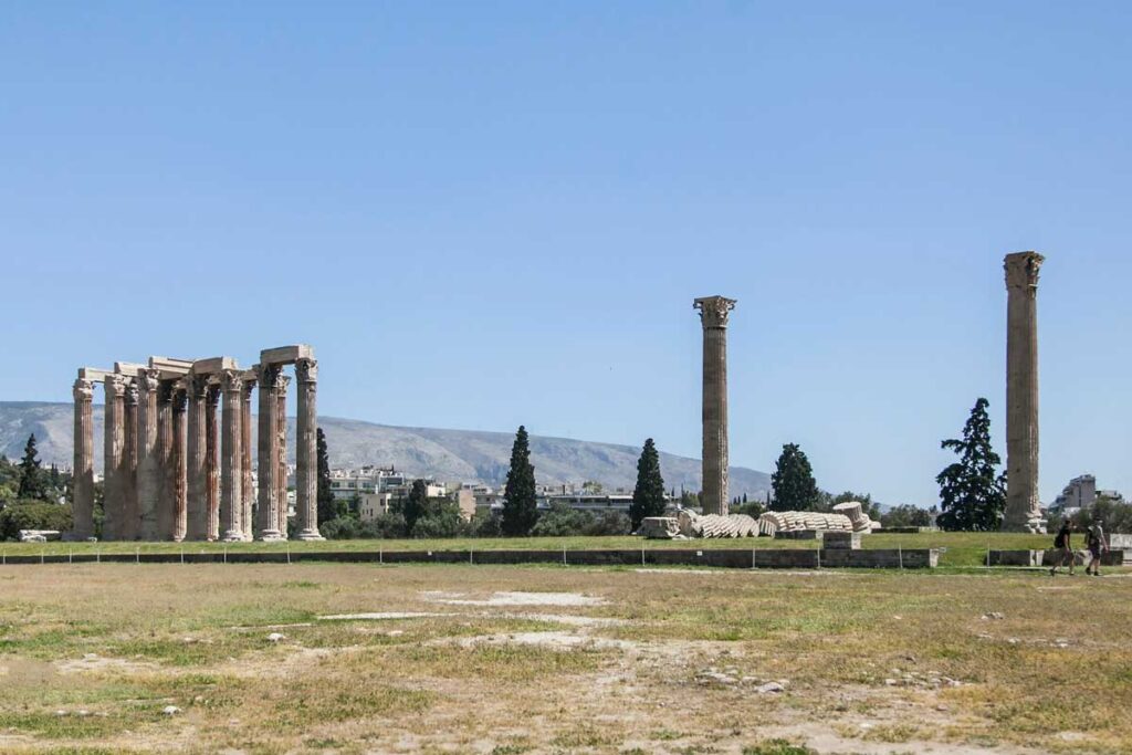 The Temple of Olympian Zeus in Athens, Greece.