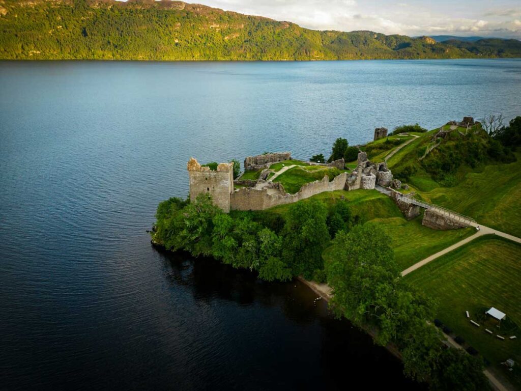Urquhart Castle on the shore of Loch Ness, Scotland.
