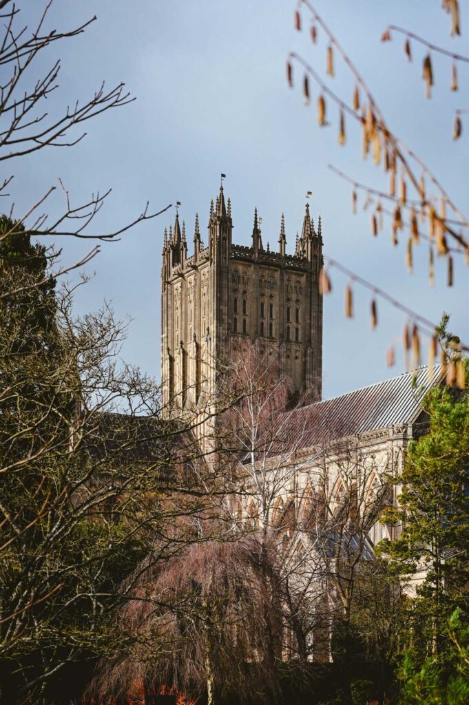 Wells Cathedral in Somerset, South-West England.