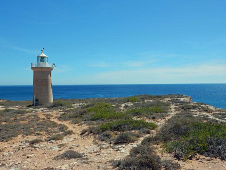 The Inscription Point Lighthouse on Dirk Hartog Island, Western Australia.
