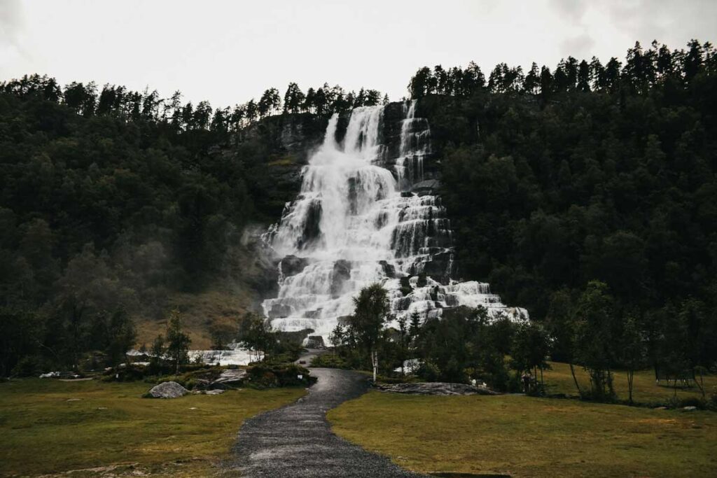 The Tvindefossen waterfall near Voss, Norway.