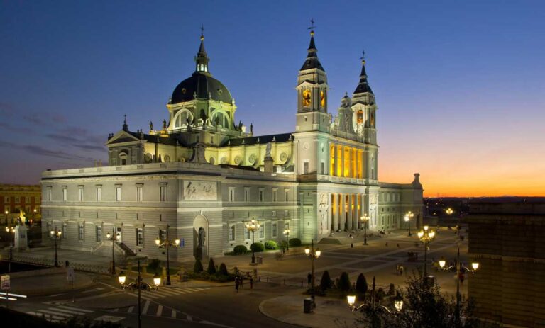 The Almudena Cathedral in Madrid, Spain.