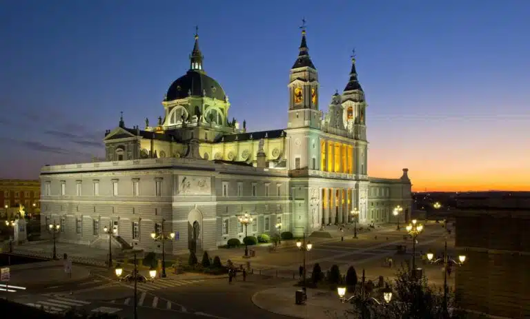 The Almudena Cathedral in Madrid, Spain.