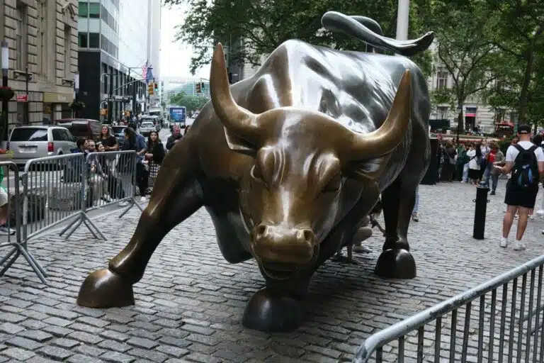 The Charging Bull Statue in New York City.