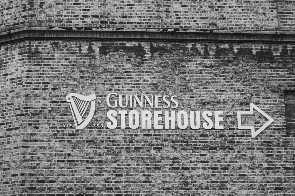 Sign for the Guinness Storehouse in Dublin, Ireland.